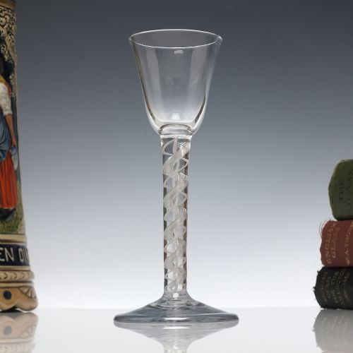 rare georgian triple mixed twist wine glass c1760 - CATEGORY: ANTIQUE GLASS - DATED 1750