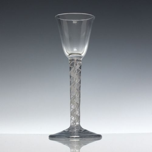 RARE GEORGIAN TRIPLE MIXED TWIST WINE GLASS C1760 - ADDITIONAL PHOTO 1