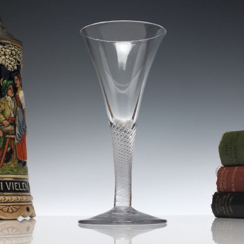 georgian multi spiral air twist wine glass c1750 - CATEGORY: ANTIQUE GLASS - DATED 1750