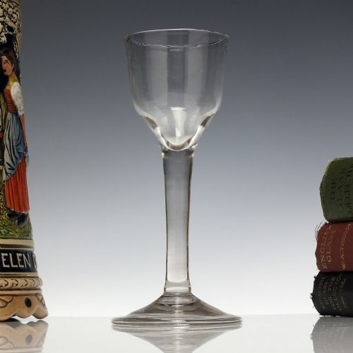 18th century georgian plain stem wine glass c1740 - CATEGORY: ANTIQUE GLASS - DATED 1750