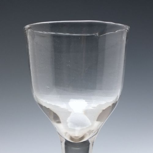 18TH CENTURY GEORGIAN PLAIN STEM WINE GLASS C1740 - ADDITIONAL PHOTO 3