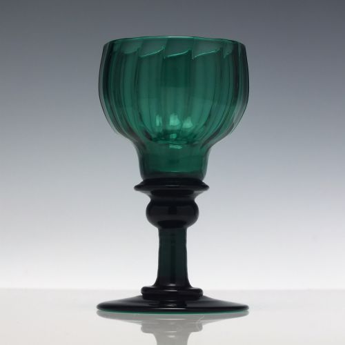 RARE PAIR ANTIQUE RICHARDSON TURQUOISE WINE GLASSES C1840 - ADDITIONAL PHOTO 1