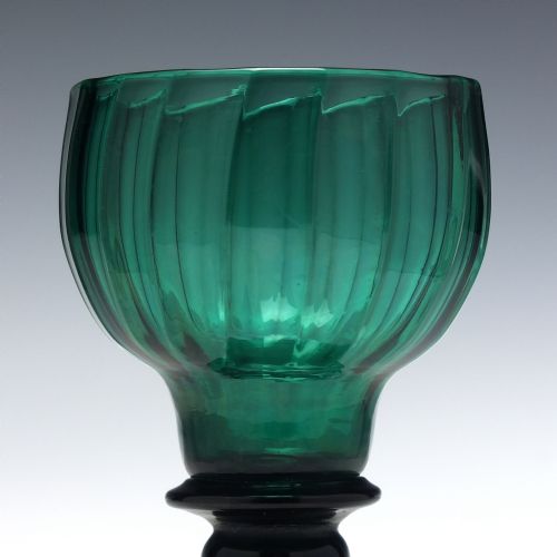 RARE PAIR ANTIQUE RICHARDSON TURQUOISE WINE GLASSES C1840 - ADDITIONAL PHOTO 3