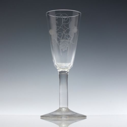 HOPS BARLEY ENGRAVED 18TH CENTURY PLAIN STEM ALE GLASS C1750 - ADDITIONAL PHOTO 1