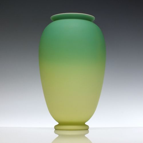 VICTORIAN THOMAS WEBB SONS PALE GREEN GLASS VASE C1880 - ADDITIONAL PHOTO 1