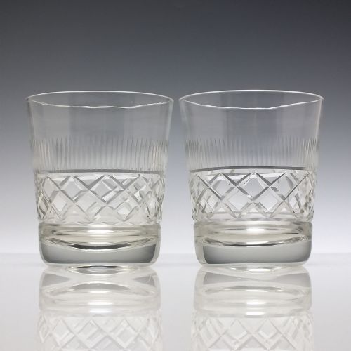 pair edwardian whisky glass tumberls c190010 - CATEGORY: ANTIQUE GLASS - DATED 1900