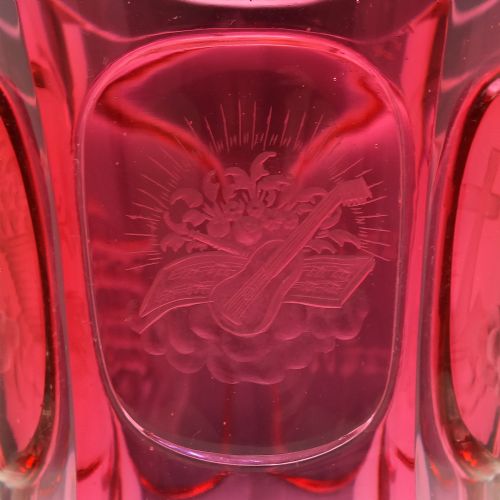 BOHEMIAN EGERMANN ENGRAVED CRANBERRY CHRISTENING GLASS C1840 - ADDITIONAL PHOTO 3
