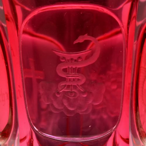 BOHEMIAN EGERMANN ENGRAVED CRANBERRY CHRISTENING GLASS C1840 - ADDITIONAL PHOTO 6
