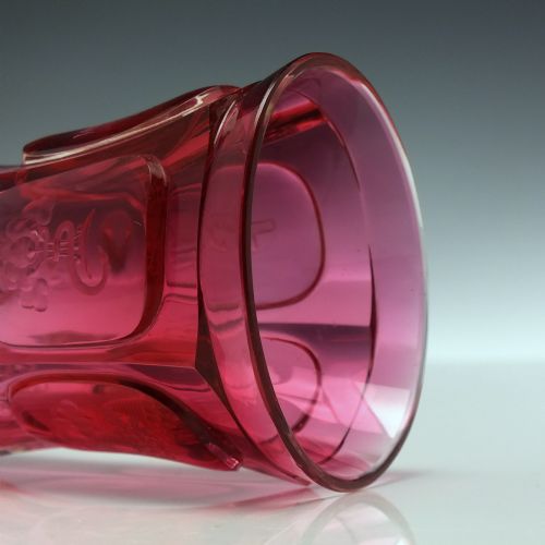 BOHEMIAN EGERMANN ENGRAVED CRANBERRY CHRISTENING GLASS C1840 - ADDITIONAL PHOTO 7
