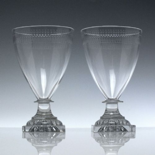 pair of georgian lemon squeezer engraved glass rummers c1800 - CATEGORY: ANTIQUE GLASS - DATED GEORGIAN