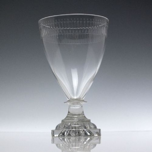 PAIR OF GEORGIAN LEMON SQUEEZER ENGRAVED GLASS RUMMERS C1800 - ADDITIONAL PHOTO 1
