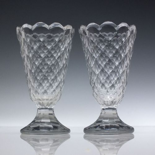 pair 18th century facet cut jelly glasses c1790 - CATEGORY: ANTIQUE GLASS - DATED GEORGIAN