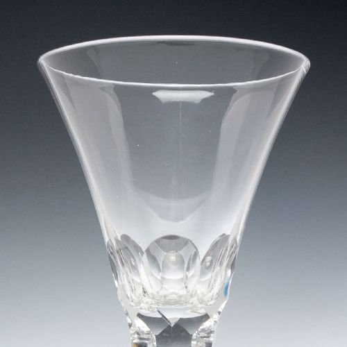 PAIR GEORGIAN DRAWN TRUMPET FACET CUT WINE GLASSES C1790 - ADDITIONAL PHOTO 2