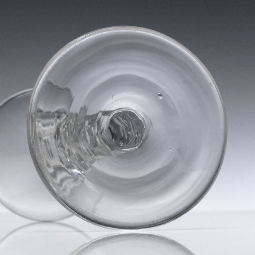 PAIR GEORGIAN DRAWN TRUMPET FACET CUT WINE GLASSES C1790 - ADDITIONAL PHOTO 5