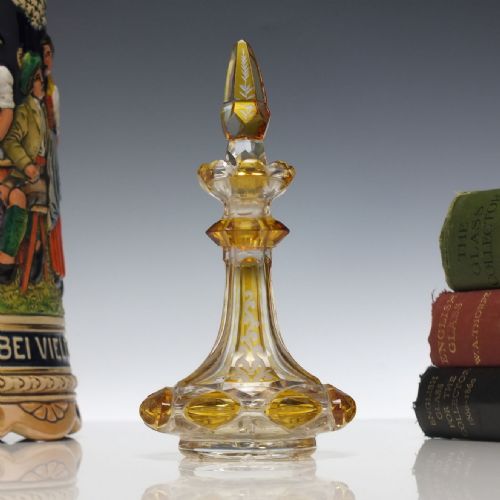19th century bohemian engraved amber perfume bottle c1850 - CATEGORY: ANTIQUE GLASS - DATED 1850