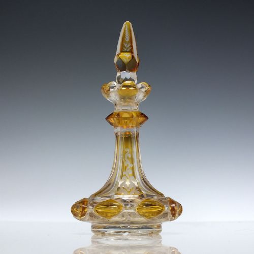 19TH CENTURY BOHEMIAN ENGRAVED AMBER PERFUME BOTTLE C1850 - ADDITIONAL PHOTO 1