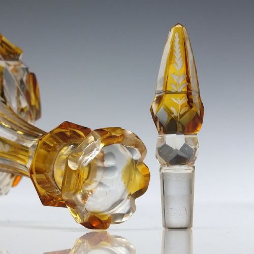 19TH CENTURY BOHEMIAN ENGRAVED AMBER PERFUME BOTTLE C1850 - ADDITIONAL PHOTO 2