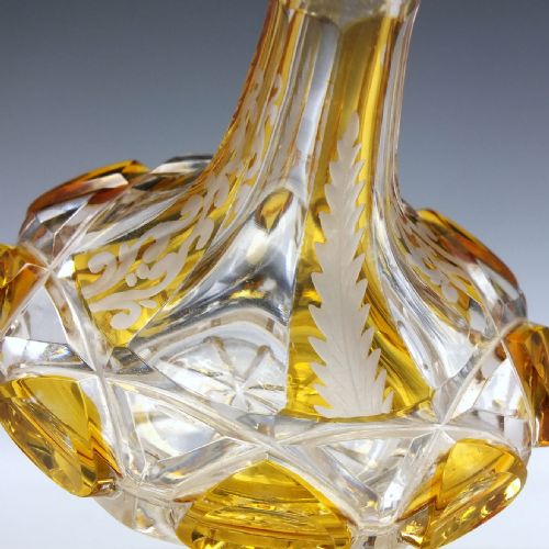 19TH CENTURY BOHEMIAN ENGRAVED AMBER PERFUME BOTTLE C1850 - ADDITIONAL PHOTO 4