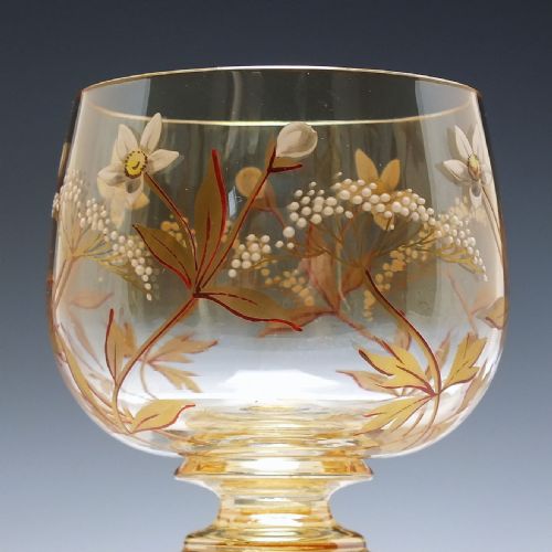 RARE SET OF SIX FRIEDRICH HECKERT GILDED AND ENAMELLED WINE GLASSES C1900 - ADDITIONAL PHOTO 1