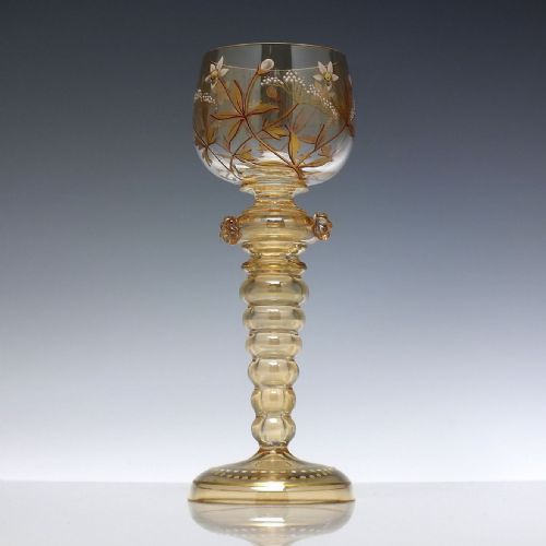 RARE SET OF SIX FRIEDRICH HECKERT GILDED AND ENAMELLED WINE GLASSES C1900 - ADDITIONAL PHOTO 2