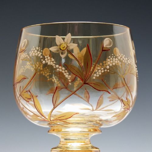 RARE SET OF SIX FRIEDRICH HECKERT GILDED AND ENAMELLED WINE GLASSES C1900 - ADDITIONAL PHOTO 5