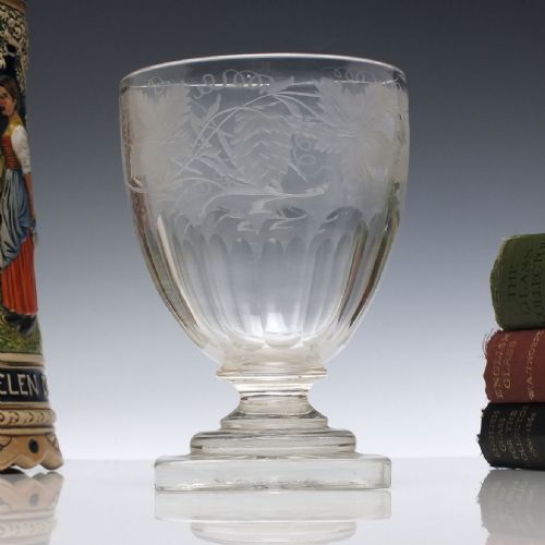 victorian engraved ale glass rummer c1860 - CATEGORY: ANTIQUE GLASS - DATED VICTORIAN