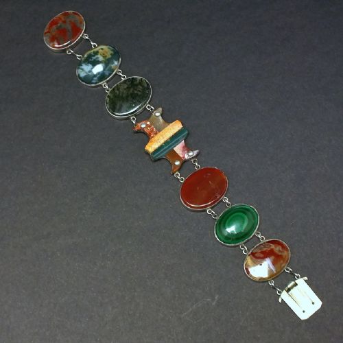 antique scottish silver and moss agate bracelet c1900 - CATEGORY: ANTIQUE JEWELLERY - DATED 1900