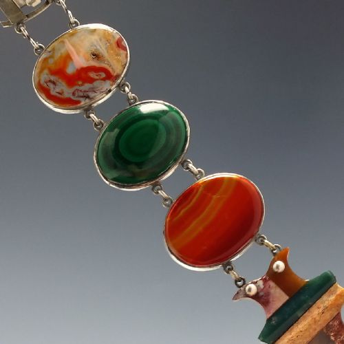 ANTIQUE SCOTTISH SILVER AND MOSS AGATE BRACELET C1900 - ADDITIONAL PHOTO 3