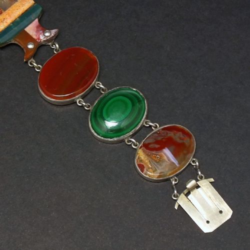 ANTIQUE SCOTTISH SILVER AND MOSS AGATE BRACELET C1900 - ADDITIONAL PHOTO 4