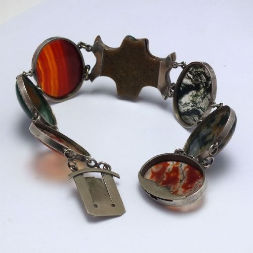 ANTIQUE SCOTTISH SILVER AND MOSS AGATE BRACELET C1900 - ADDITIONAL PHOTO 6
