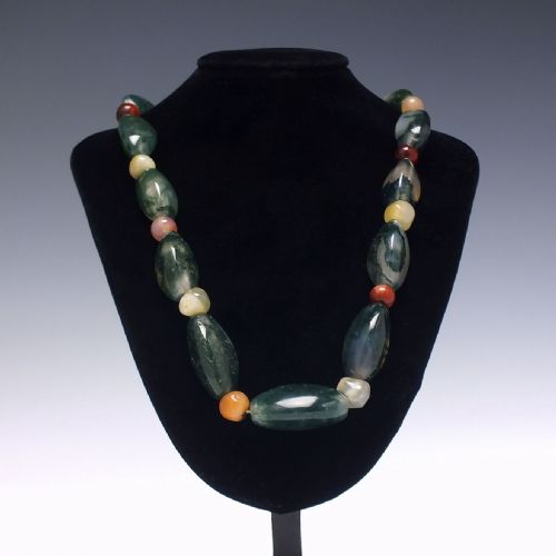 rare scottish moss agate necklace c1900 - CATEGORY: ANTIQUE JEWELLERY - DATED 1900
