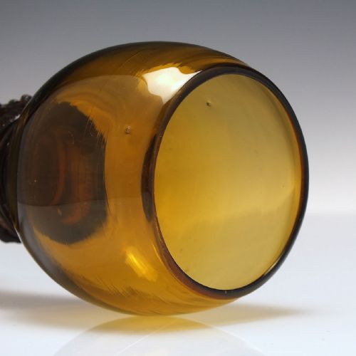 RARE PAIR ANTIQUE AMBER WINE ROEMER GLASSES C1820 - ADDITIONAL PHOTO 1