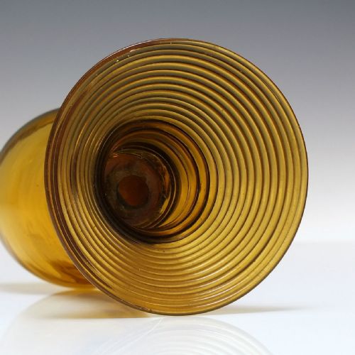 RARE PAIR ANTIQUE AMBER WINE ROEMER GLASSES C1820 - ADDITIONAL PHOTO 3