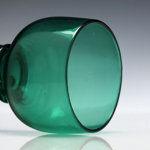 ANTIQUE BRISTOL GREEN WINE ROEMER GLASS WITH HOLLOW STEM C1780 - ADDITIONAL PHOTO 1