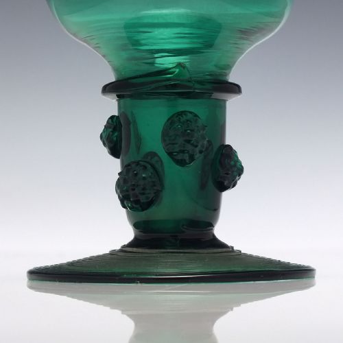 ANTIQUE BRISTOL GREEN WINE ROEMER GLASS WITH HOLLOW STEM C1780 - ADDITIONAL PHOTO 3