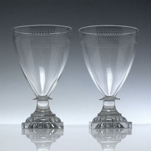 pair of georgian lemon squeezer engraved glass rummers c1800 - CATEGORY: ANTIQUE GLASS - DATED 1800