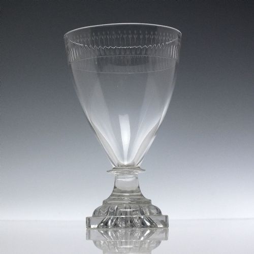 PAIR OF GEORGIAN LEMON SQUEEZER ENGRAVED GLASS RUMMERS C1800 - ADDITIONAL PHOTO 1