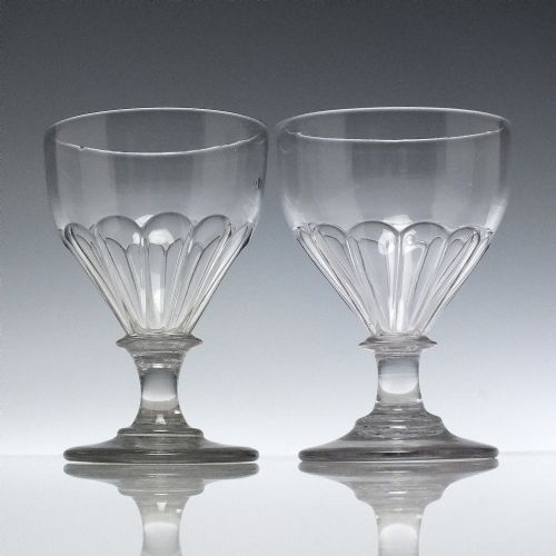 pair georgian petal moulded glass rummers c1800 - CATEGORY: ANTIQUE GLASS - DATED 1800