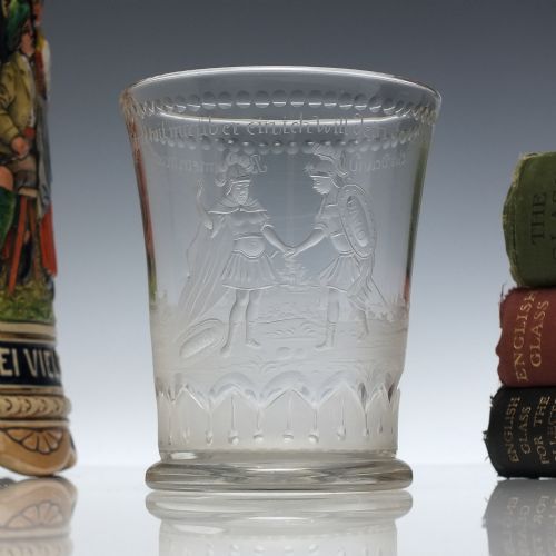 18th century potsdam engraved glass beaker johnathan and david c1740 - CATEGORY: ANTIQUE GLASS - DATED 1750