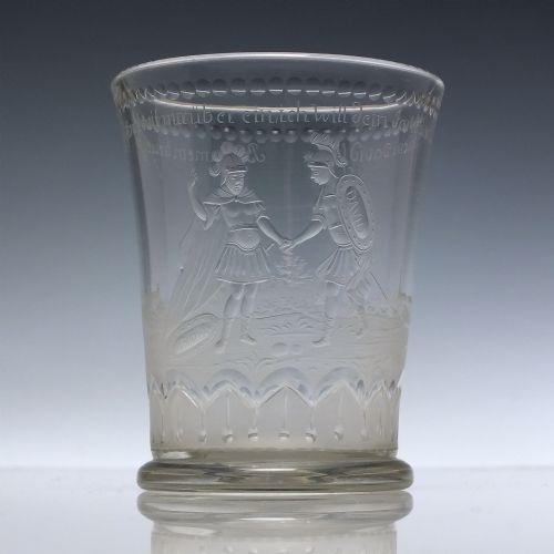 18TH CENTURY POTSDAM ENGRAVED GLASS BEAKER JOHNATHAN AND DAVID C1740 - ADDITIONAL PHOTO 1