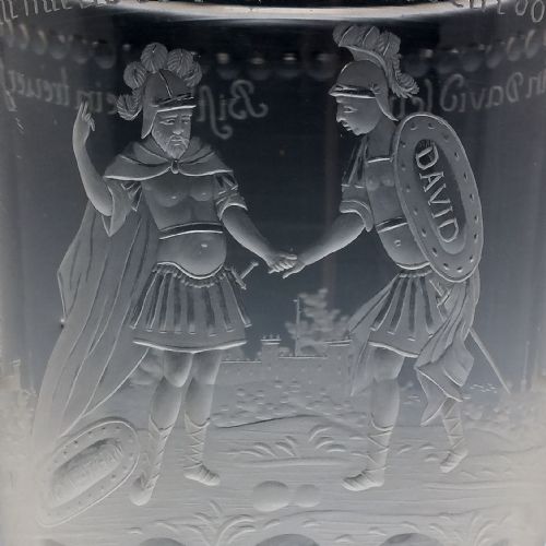 18TH CENTURY POTSDAM ENGRAVED GLASS BEAKER JOHNATHAN AND DAVID C1740 - ADDITIONAL PHOTO 2