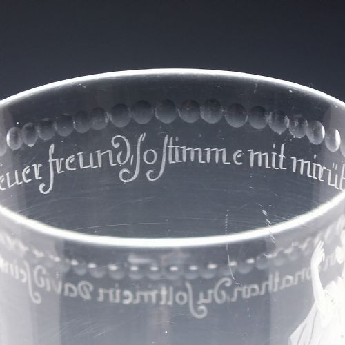 18TH CENTURY POTSDAM ENGRAVED GLASS BEAKER JOHNATHAN AND DAVID C1740 - ADDITIONAL PHOTO 4