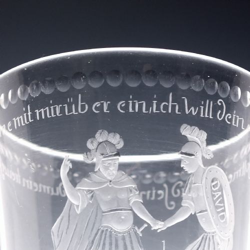 18TH CENTURY POTSDAM ENGRAVED GLASS BEAKER JOHNATHAN AND DAVID C1740 - ADDITIONAL PHOTO 5