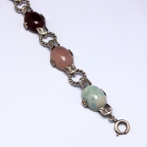 EXCEPTIONAL ANTIQUE SILVER AND SCOTTISH AGATE BRACELET C1920 - ADDITIONAL PHOTO 2