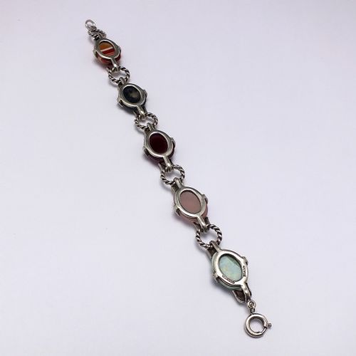 EXCEPTIONAL ANTIQUE SILVER AND SCOTTISH AGATE BRACELET C1920 - ADDITIONAL PHOTO 4
