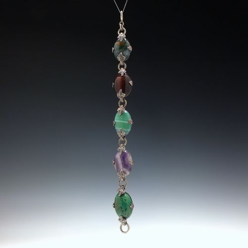 VICTORIAN ANTIQUE SILVER AND SCOTTISH AGATE BRACELET C1900 - ADDITIONAL PHOTO 3