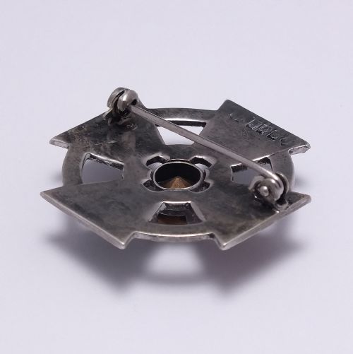 ANTIQUE GLASGOW CELTIC CROSS SILVER GEMSTONE BROOCH C1914 - ADDITIONAL PHOTO 2
