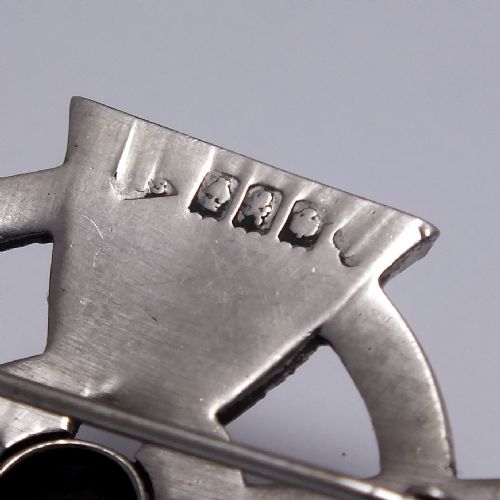 ANTIQUE GLASGOW CELTIC CROSS SILVER GEMSTONE BROOCH C1914 - ADDITIONAL PHOTO 3