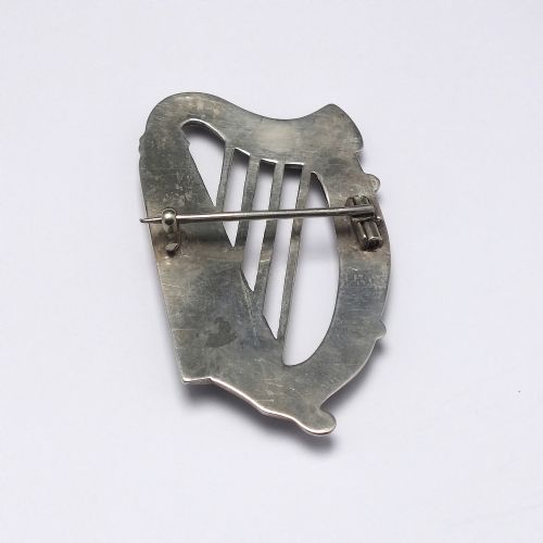 RARE VICTORIAN CELTIC SILVER HARP GRANITE BROOCH C1880 - ADDITIONAL PHOTO 2