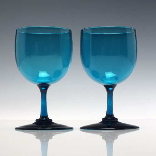 SIX GEORGIAN PEACOCK BLUE WINE GLASSES C1820 - ADDITIONAL PHOTO 1